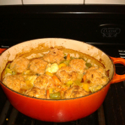 Vegetable stew with herb dumplings